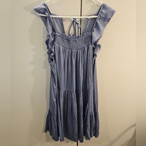 FREE PEOPLE Elegant Blue Ruffle Dress